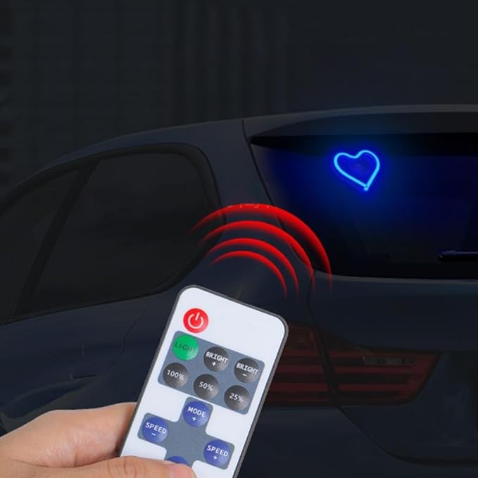 Car LED Ambient Light, Love Heart USB Vehicle Neon Lighting with Remote Control for Triangle or Back Window, Car Interior Accessories for Car, Bedroom, Party (Red)