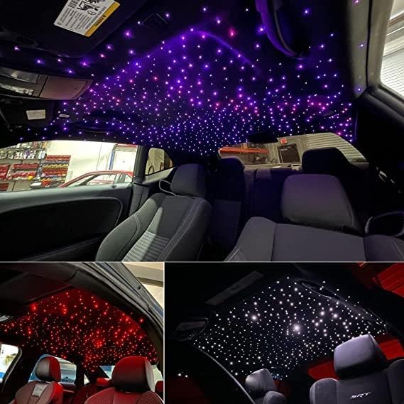 AMKI High Brightness 32W Twinkle 1000pcs Fiber Optic Starlight Headliner Kit 0.03in 16.4ft Fiber Strands RGBW Sound Activated APP Remote Control for Car Home Roof Ceiling Decoration