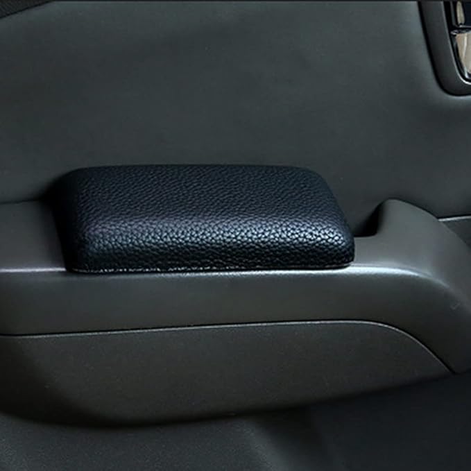 2pcs Car Knee Cushion, Auto Center Console Knee Cushion Soft Leather Car Driver Side Console Knee Support Pad Memory Foam Center Console Interior Accessories Door Armrest Elbow Support(Black Leather)