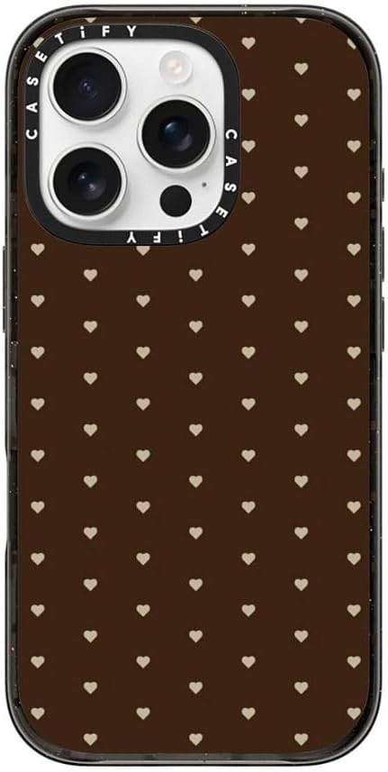 CASETiFY Impact Case for iPhone 16 Pro [8.2ft 4X Military Grade Drop Protection/Compatible with Magsafe] - Choco Dots - Clear Black