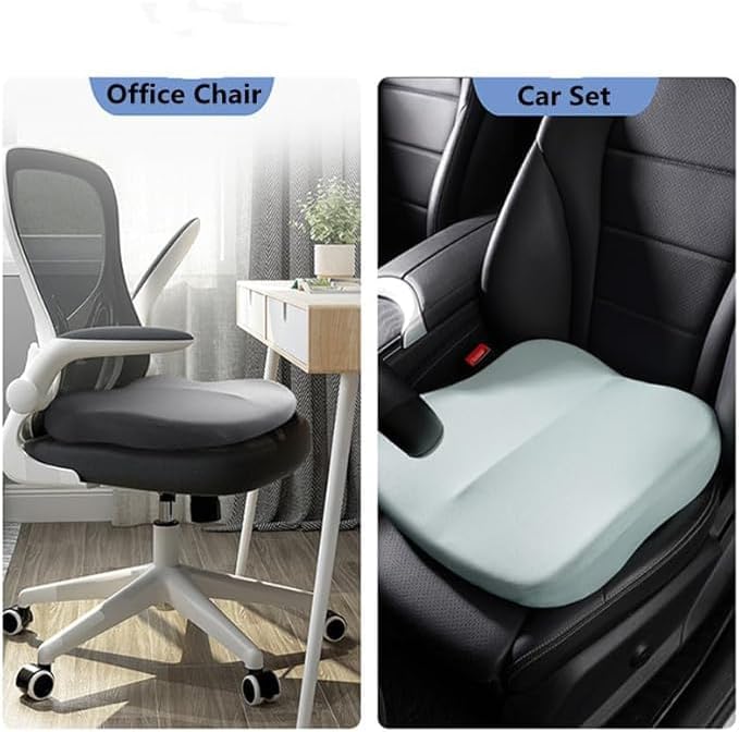 Adult Car Booster Seat Cushion, Car Seat Driver Height Boost Mat Memory Foam Car Seat Cushions Pad Improve Driving View Non-Slip 3D Office Chair Cushion Pressure Relief (Grey)