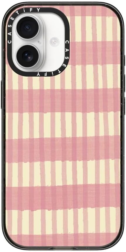 CASETiFY Impact iPhone 17 Case [Slim/Compatible with Magsafe / 8.2 ft. 4X Military Grade Drop Protection] - Pink Summer Stripes - Clear Black