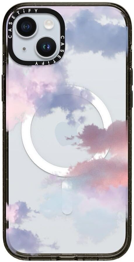 CASETiFY Impact iPhone 15 Plus Case [4X Military Grade Drop Tested / 8.2ft Drop Protection/Compatible with Magsafe] - Cloud Prints - Clouds - Clear Black