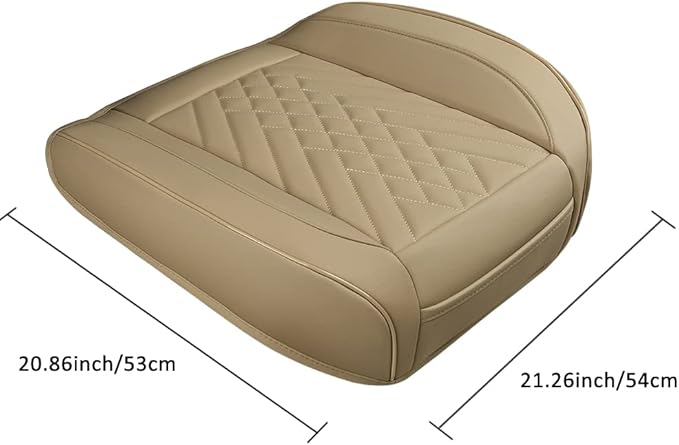 GIANT PANDA 1pack Front Car Seat Cover Bottom Seat Cover, PU Leather Driver Car Seat Protector Fits 95% of Vehicles, Wrapping Around The Bottom (Beige)
