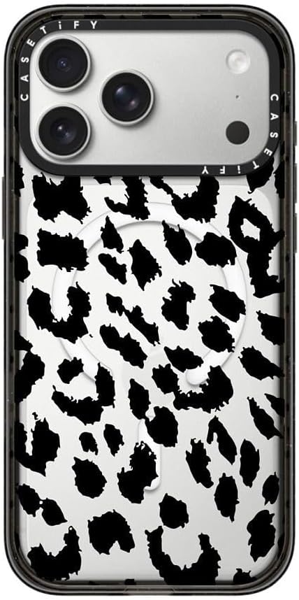 CASETiFY Impact iPhone 17 Pro Max Case [Slim/Compatible with Magsafe / 8.2 ft. 4X Military Grade Drop Protection] - Lacie Leopard - Clear Black