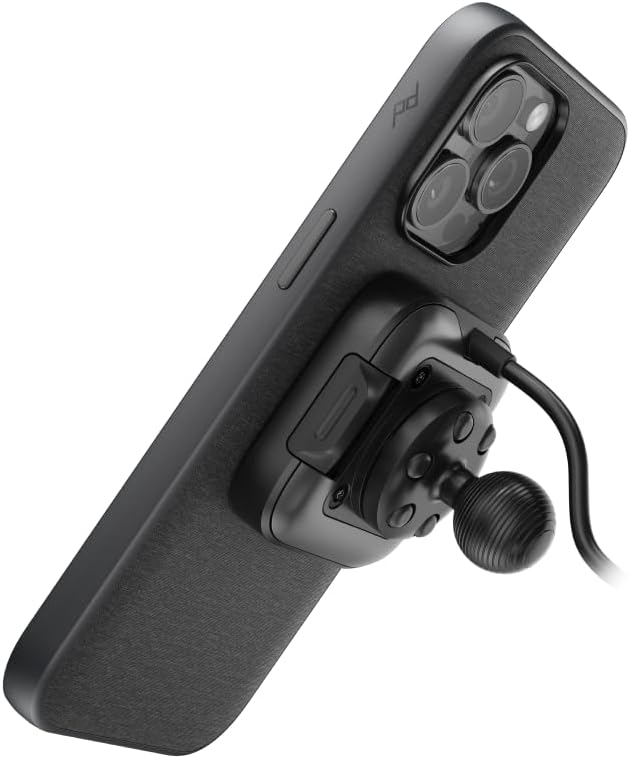 Peak Design Mobile Ball Mount Adapter, Locking, Qi2 Charging, SlimLink Mounting Technology, Push Button Release, Works with 20mm Ball-and-Socket Phone Mount for Car, Truck, Motorcycle, Boat and More