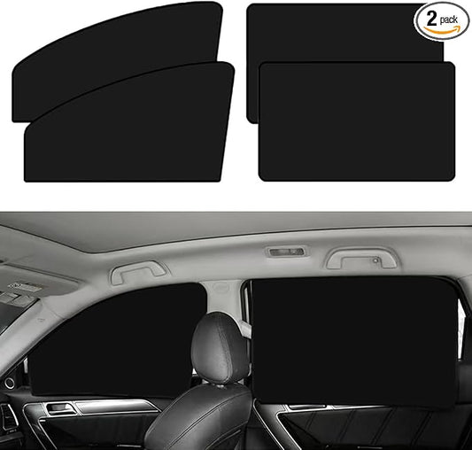 Car Side Window Sun Shades, 4PCS Window Sunshades Privacy Curtains, 100% Block Light for Breastfeeding, Taking a nap, Changing Clothes, Camping (Front&Back 4pcs)