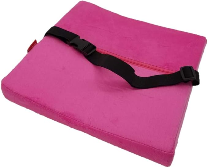 Bookishbunny Comfortable Ergonomic Memory Foam Back Lumbar Support Cushion for Chairs Car Office Home with Removable Soft Velvet Cover (Hot Pink)