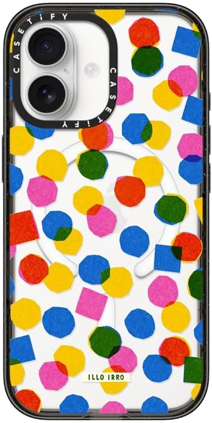 CASETiFY Impact iPhone 17 Case [Slim/Compatible with Magsafe / 8.2 ft. 4X Military Grade Drop Protection] - Riso Polka - Clear Black