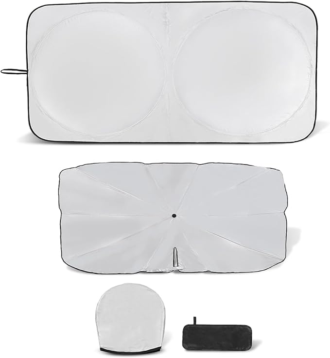 Retractable Windshield Sun Shade for car Windshield Sun Shade,99% UV Blocking,Long-Frequency and Short-Frequency Demand,Medium (Sunshade 62.99"x33.86",Umbrella 55.12"x31.5")