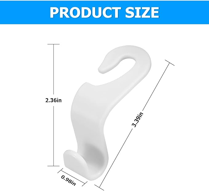 Car Back Seat Headrest Hooks, 4PCS Vehicle Backseat Storage Organizer Hanger, Multifunctional Auto Headrest Hidden Hook Universal for Handbag Purse Backpacks Bags and Groceries (White)
