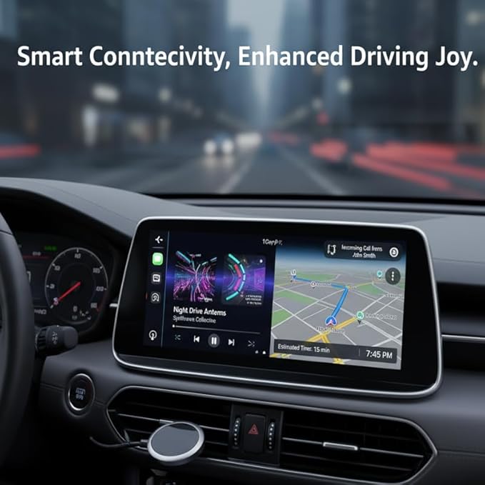 2-in-1 Wireless CarPlay Adapter 2026 for Apple iPhone & Android Auto Adapter, Plug&Play CarPlay Dongle Converter, Fast Auto-Connect,Compact Design Fast Stable Connection with USB/USB-C Port (Grey)