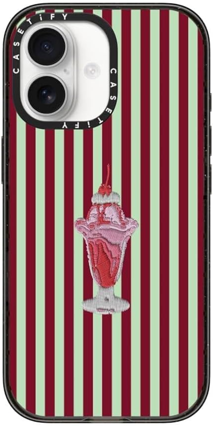 CASETiFY Impact iPhone 17 Case [Slim/Compatible with Magsafe / 8.2 ft. 4X Military Grade Drop Protection] - Stripy Sundae - Clear Black