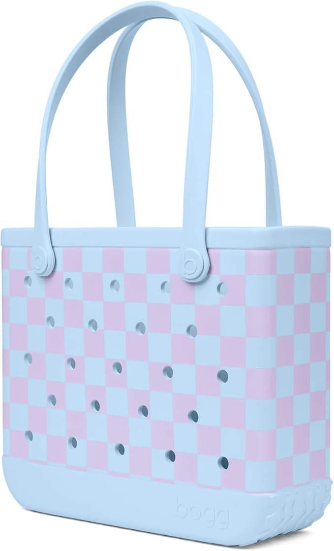 BOGG BAG Medium Tote – 15” x 12.5” x 5” – Durable, Washable, Tip-proof – Beach, Pool, Boat, Work, Sports (Checker Out)