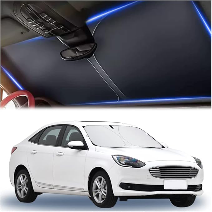 300T Thickened Automotive Glass Sunshade and Comes with Storage Bag,Keep Car Interior Cool,Windshield Sun Shade Fit for Small Cars (M: 55.12 * 27.6 inch)
