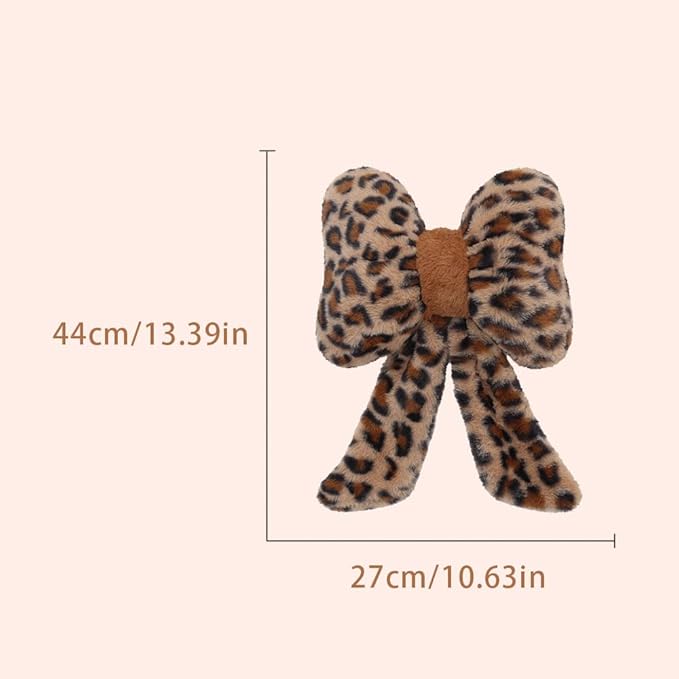 2 Pack Leopard Print Bow Car Headrest Pillow, Comfortable Soft Head Rest Cushion Universal Kawaii Car Accessories Neck Pillow for Driving Travelling Office Home Decor