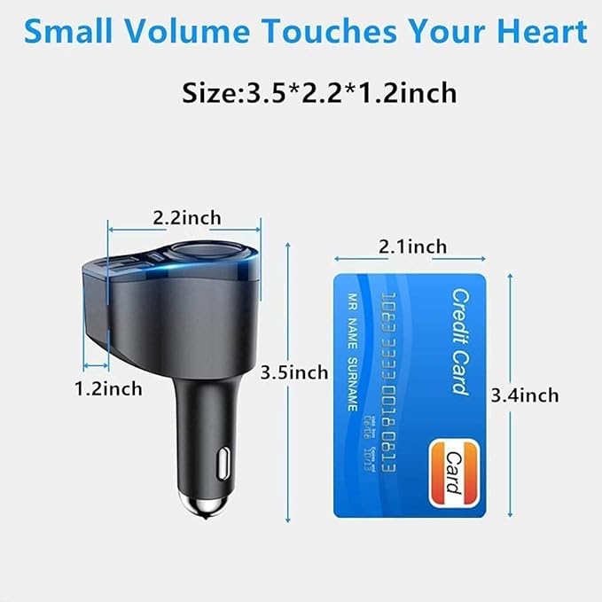 4 in 1 USB C Car Charger, 168W Multi USB Cigarette Lighter Adapter, Socket Splitter with 3 USB Ports, 12V/24V Dual USB Type C PD Fast Car Charger Adapter for iPhone 17/Air/16/15 Pro Max iPad GPS