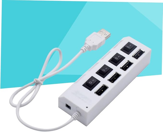 HOMSFOU 2pcs USB Hub Port Independent USB Divider for Easy Device Connectivity Office School Compact Design Built Cable