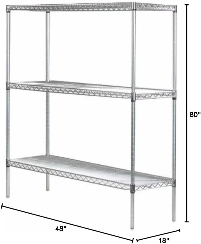 Omega 18" Deep x 48" Wide x 80" High 3 Tier Chrome Starter Shelving Unit