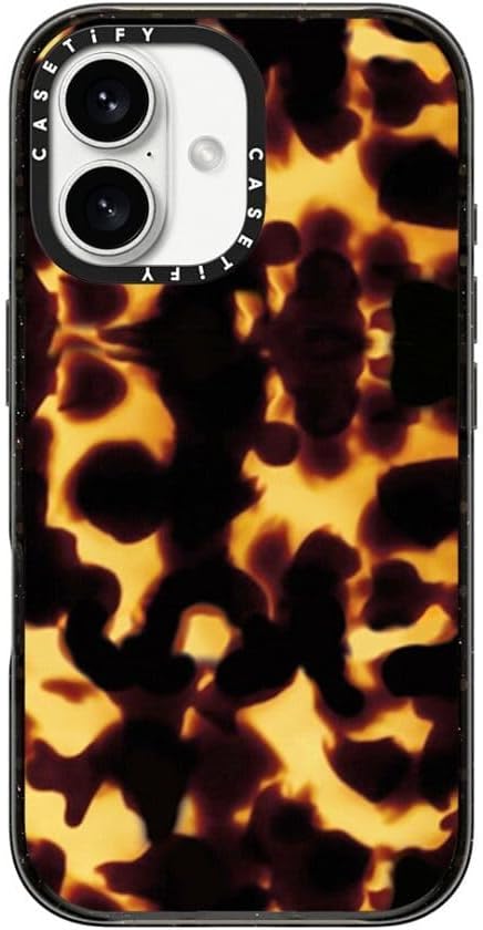 CASETiFY Impact Case for iPhone 16 [Slim / 8.2 ft. 4X Military Grade Drop Protection/Compatible with Magsafe] - Tortoiseshell - Clear Black