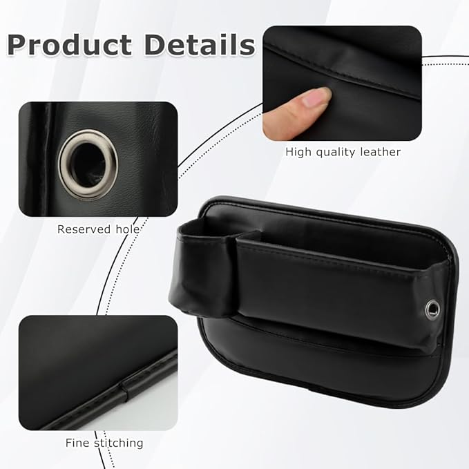 2Packs Car Seat Filler Organizer, Leather Car Seat Oganizer with Cup Holder,Storage Accessories for Phone,Sunglasses,Keys, Universal fit for Most Cars Trucks & SUV(Left+Right Side)