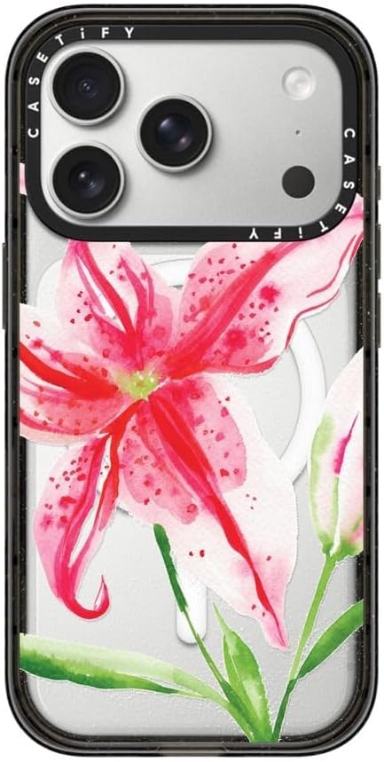 CASETiFY Impact iPhone 17 Pro Case [Slim/Compatible with Magsafe / 8.2 ft. 4X Military Grade Drop Protection] - Stargazer Lily - Clear Black
