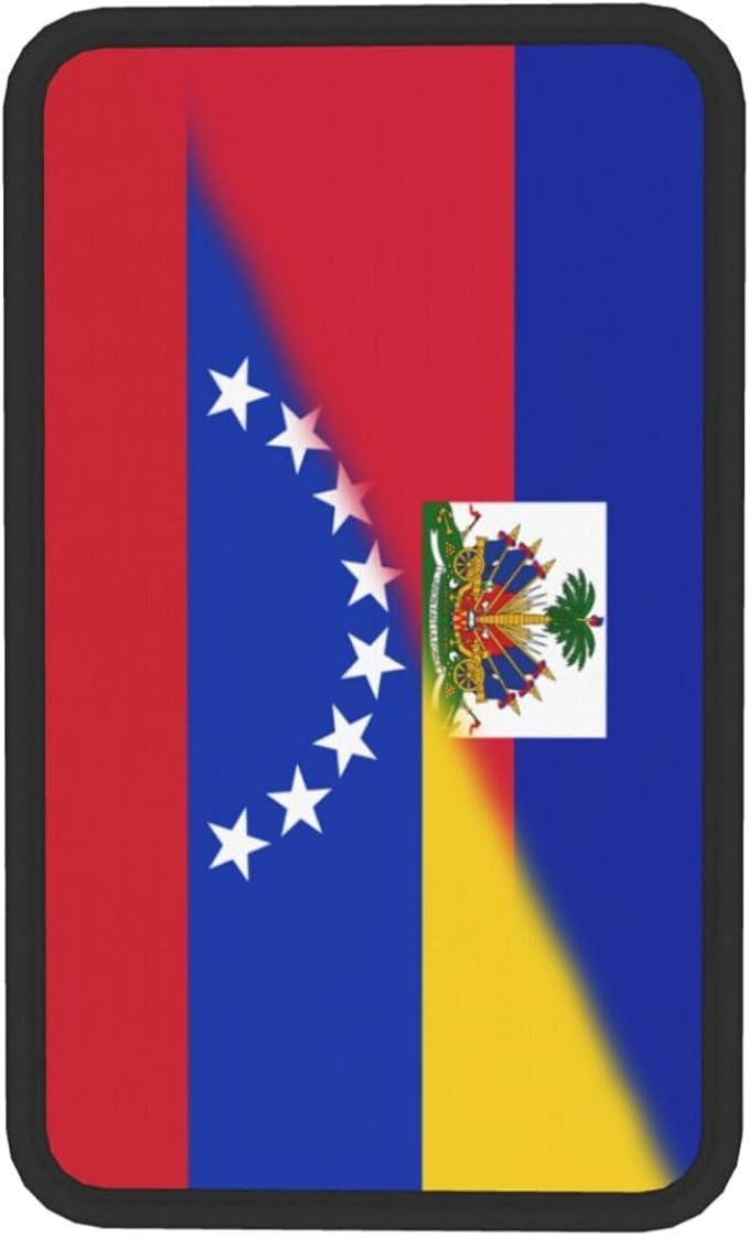 Venezuela Venezuelan Haiti Haitian Flag Auto Center Console Armrest Cover Car Handrail Box Cushion Pad Mat Universal Fit Most Vehicle Sedan Truck SUV Soft Comfort Decor Accessories