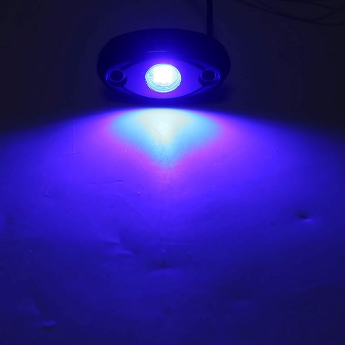 Blue LED Rock Lights, 4 Pods Neon 12V Waterproof Underglow Underbody Kit Crawler Crawling Dome Exterior Wheel Lights for ATV RZR UTV SUV Off-Road Auto Boat Motorcycle Glow Trail Rig Fender Lamp