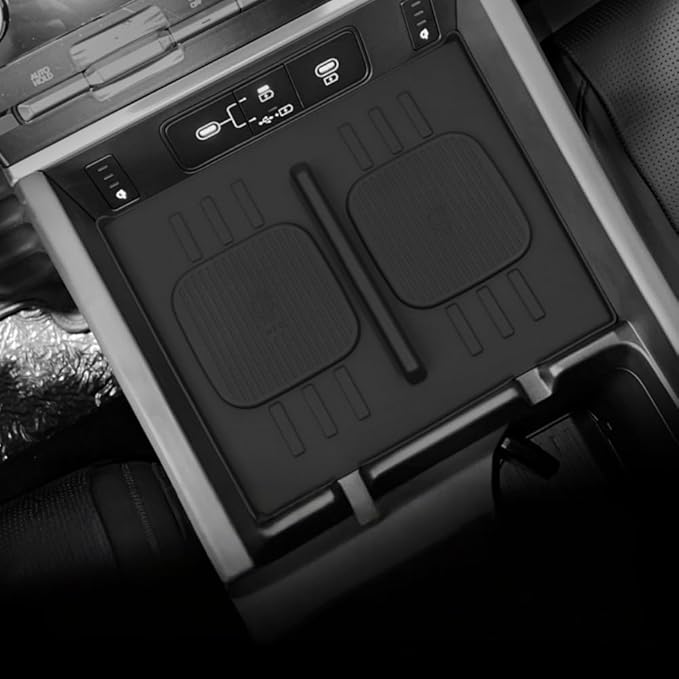 for Hyundai Santa Fe 2024-2026 Wireless Charging Mat Phone Anti-Slip Protector Silicone Pad Not Fit Tucson Interior Protective Pad (Black)