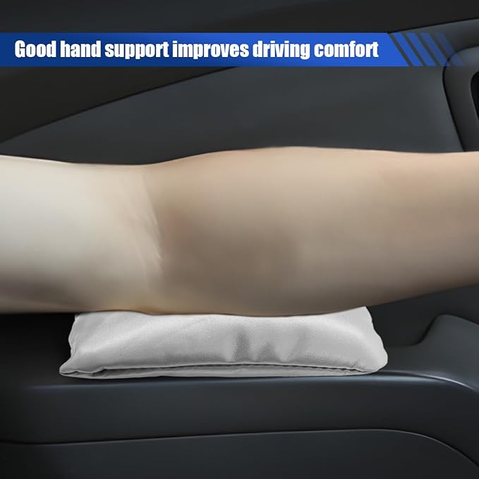 Car Knee Cushion Pad, PU Leather Automotive Center Console Elbow Armrest Pillow, Soft Auto Door Leg Support Pad Protector, Universal Vehicle Interior Comfort Accessories (Gray)