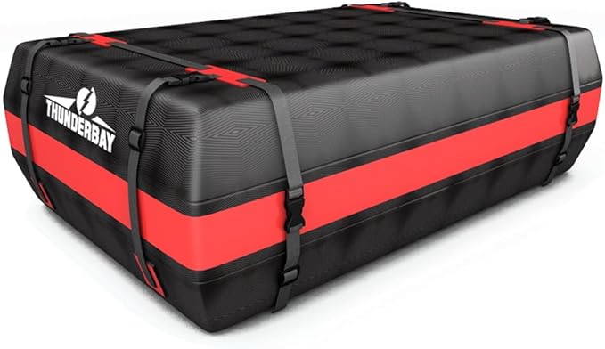 THUNDERBAY Car Roof Bag, Rooftop top Cargo Carrier Bag 20 Cubic feet Waterproof for All Cars with/Without Rack, Includes Storage Bag, Anti-Slip Mat, 6 Reinforced Straps, Luggage Lock