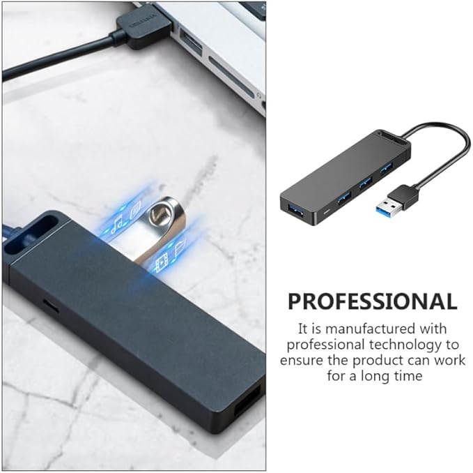 SEWACC USB Hub Ports High-Speed Data Splitter with Auxiliary Power Input Cable for Accessories Supports Dual SSD Compatible with Mouse Keyboard for Desktop Laptop
