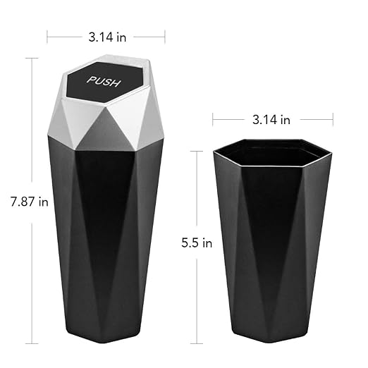 Car Trash Can with Lid - 1-Pack, Interior Accessories for Vehicles, Leakproof Garbage Can with 15 Detachable Trash Bags, Multipurpose Organizers and Storage Solutions for Home and Office