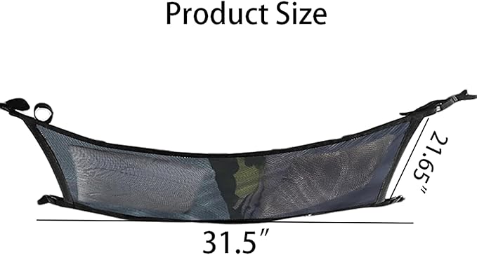 1 Piece Car Fishing Rod Holder, Roof Storage Mesh Bag, 31.5 x 21.3 Inches Reinforced Load Bearing Adjustable to Avoid SaggingDouble-Layer Mesh Organizer,Universal
