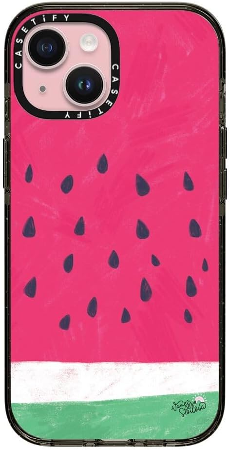 CASETiFY Impact Case for iPhone 15 [8.2ft 4X Military Grade Drop Protection/Compatible with Magsafe] - Watermelon - Clear Black