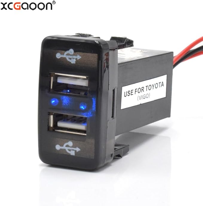 5V 2.1A Dual USB Car Charger Interface Socket Adapter for Toyota with Short Circuit Protection - (Color Name: Big Size)