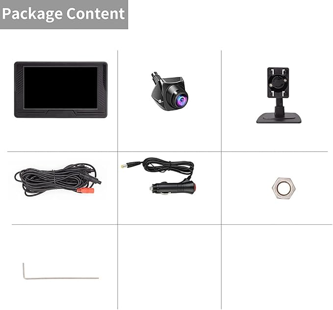 B-Qtech Car Backup Camera Monitor System Rear View Reverse Camera Waterproof Night Vision DIY Guide Lines LCD 1080P Display for Cars Truck Off-Road SUV Van Jeep UTV