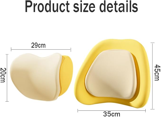 Car Headrest Lumbar Support Cushion for VW Golf VIII VI V IV III II I Mk 8 7 6 5 4 3 R GTE/GTI/GTD/Clubsport 45, Memory Foam Relieve Fatigue Breathable Car Seat Neck Pillow,Yellow-Set