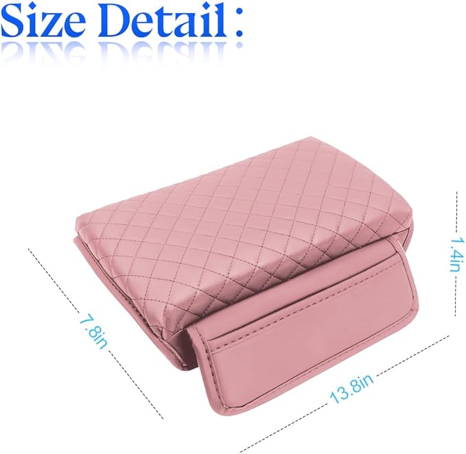 zipelo Car Armrest Cushion, Carbon Fiber Leather Auto Center Console Pad, Memory Foam Armrest Box with Storage Bag, Hand Rest Pillow with Organizer Pockets, Universal Fit for Most Vehicles (Pink)