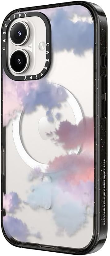 CASETiFY Impact Case for iPhone 16 [Slim / 8.2 ft. 4X Military Grade Drop Protection/Compatible with Magsafe] - Clouds - Clear Black