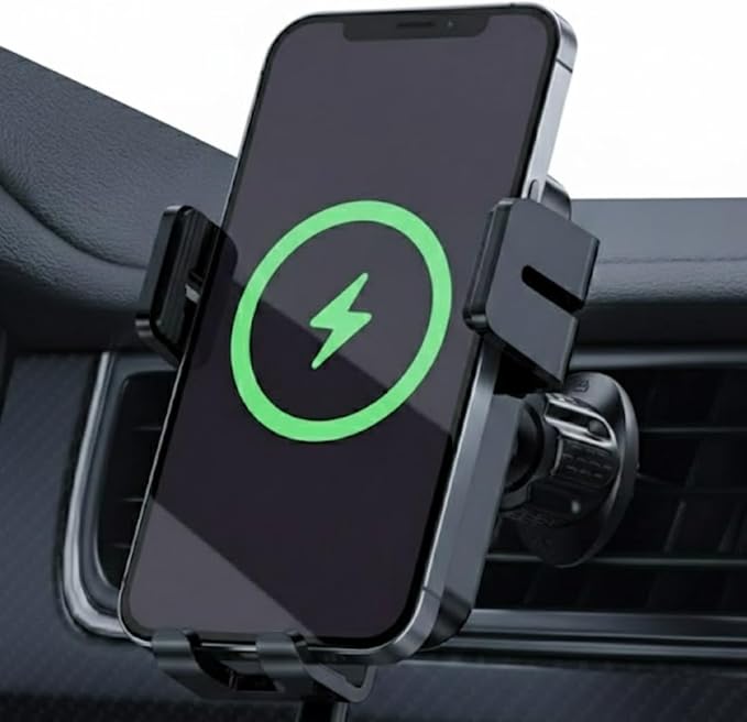 Wireless Car Charger, Air Vent Auto-Clamping Car Mount 15W Fast Charging, Compatible with iPhone 15/14/13/13 Pro/12 Pro Max/12 pro/12/11/10, Samsung Galaxy S24/S23/S22, Google Pixel 8/7/6