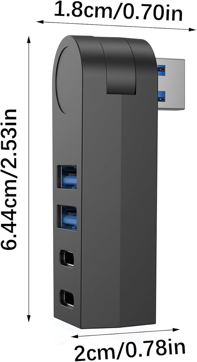 4 in 1 USB3.0 Hub 270 Degree Rotatable Port USB Splitter Power Adapter Multiple Expander USB3.0 for Rotating USB
