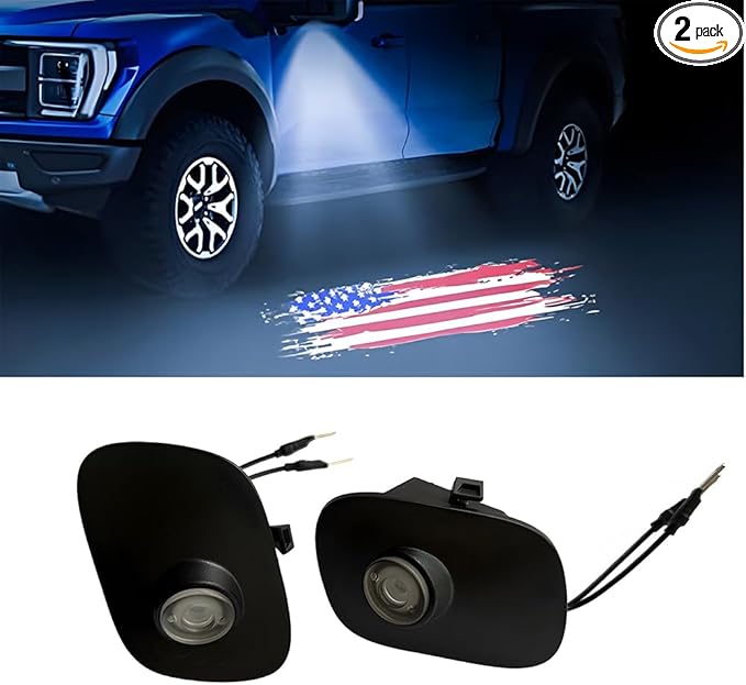 2Pcs Side Mirror Logo LED Welcome Lights Puddle Lamp Projector Door Light Floor Light Accessories Suitable for Ford F150 F250 F350 2015 2016 2017 2018 2019 2020 2021 2022 2023 2024 2025