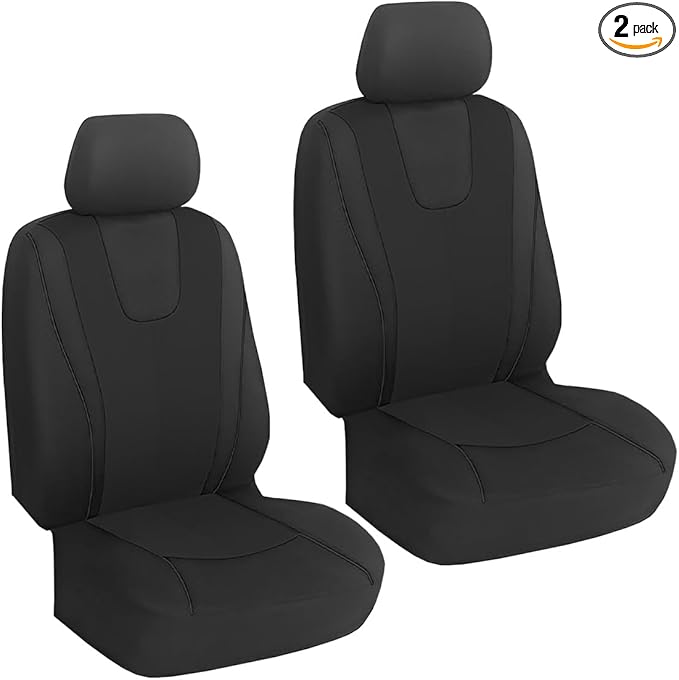 YoRise 2PCS Car Seat Covers, Comfortable Breathable Front Seat Covers, Highly Elastic Automotive Seat Protector Cover Accessories for RV, SUV, Truck, Sedan (Black)