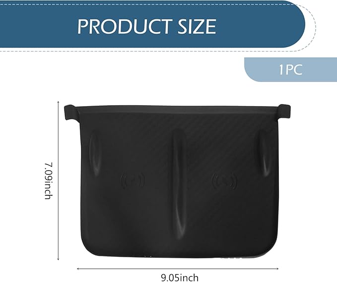 Car Central Control Wireless Charging Mat, Anti-Slip Waterproof Center Console Silicone Pad, Dustproof Phone Charging Protection Mat, Compatible with 2021-2025 Te-sla Model Y/3 (Black)