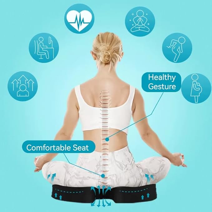Seat Cushion – Memory Foam, Non-Slip Orthopedic Coccyx Support for Office Chairs, Car Seats & Home, Ergonomic Tailbone, Sciatica & Lower Back Pain Relief