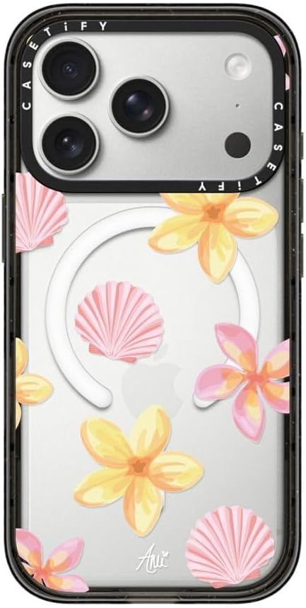 CASETiFY Impact iPhone 17 Pro Case [Slim/Compatible with Magsafe / 8.2 ft. 4X Military Grade Drop Protection] - Tropical Holibob - Clear Black