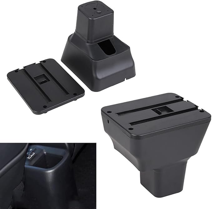 AULPHIKE Compatible with Nissan Versa Armrest 2020-2024 Car Center Console Organizer Armrests Double Door Storage with USB Ports（Black Style）