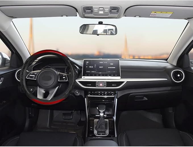 GIANT PANDA Steering Wheel Cover for Kia Soul,Sportage,Forte,Optima,Telluride(3D Honeycomb-Red-Standard Size)