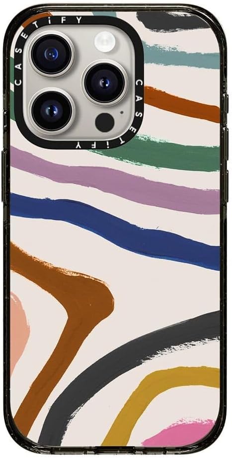 CASETiFY Impact iPhone 15 Pro Case [Slim/Compatible with Magsafe / 8.2 ft. 4X Military Grade Drop Protection] - Zebra Pop - Clear Black